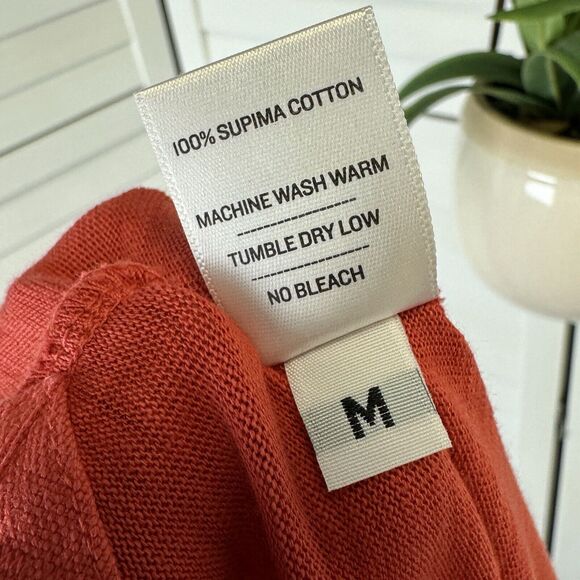 American Giant Premium Slub‎ Crew Tee Long Sleeve Red-Orange Knit Top Size M - Picture 9 of 9